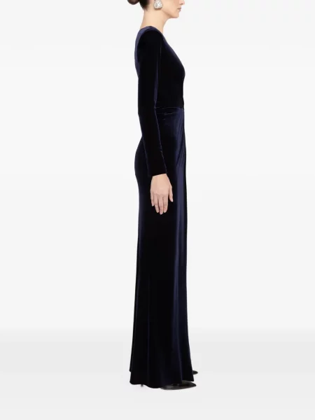 Rochie maxi Nissa de catifea de costum albastru