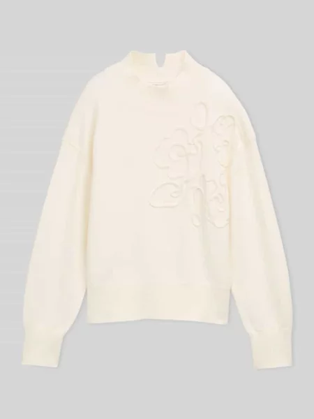 Sweter z wypukłym haftem Tom Tailor biały