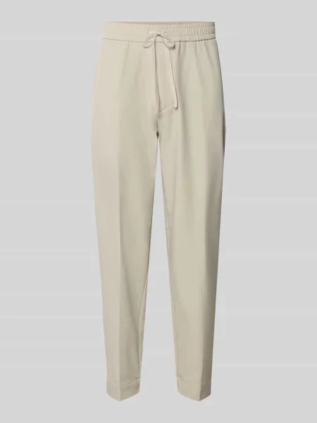 Spodnie materiałowe o kroju tapered fit z tunelem model T_FLEX' Boss Green