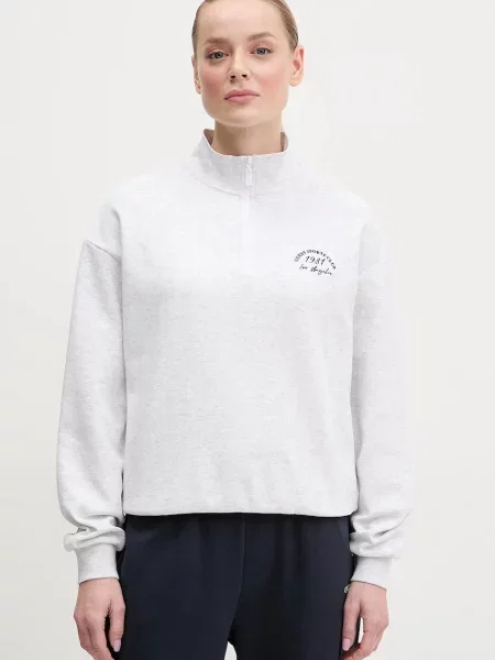 Меланжов суитчър Guess с принт сиво