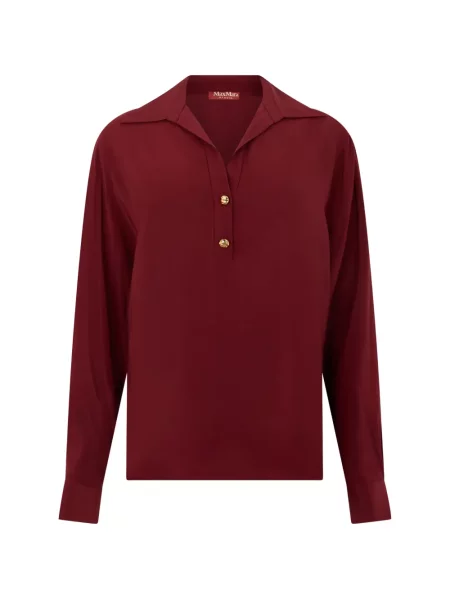 Lung tricou polo Max Mara de mătase roșu