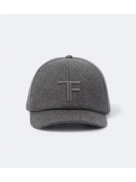 Șapcă Tom Ford din cașmir cu autograf gri