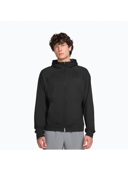 Férfi edzőkapucnis pulóver Nike Primary Knit Dri-Fit UV Full Zip Hoodie. Méret: L fekete