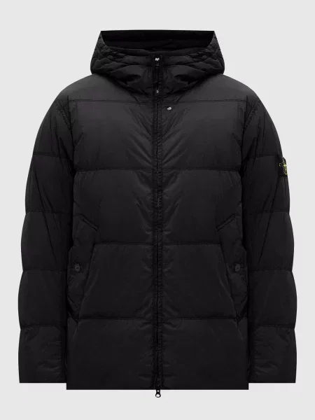 Пуховик з патчем логотипа Stone Island чорний