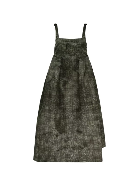 Rochie midi Ganni în carouri cu imagine verde