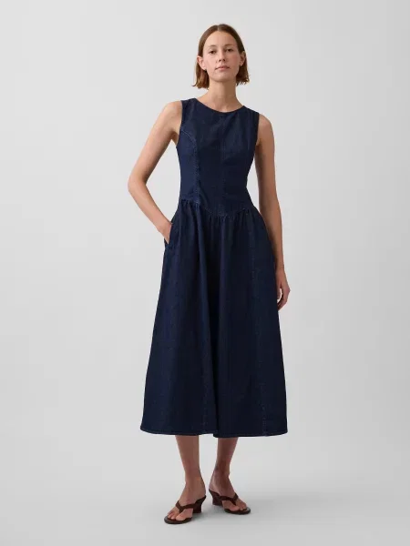 Rochie din denim Gap albastru