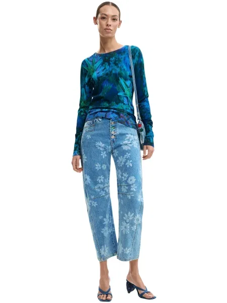 Dzianinowy sweter Desigual niebieski