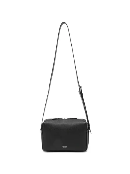 Geantă crossbody Tom Ford din piele cu autograf negru