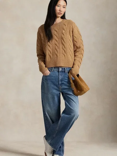 Шерстяной свитер Polo Ralph Lauren бежевый