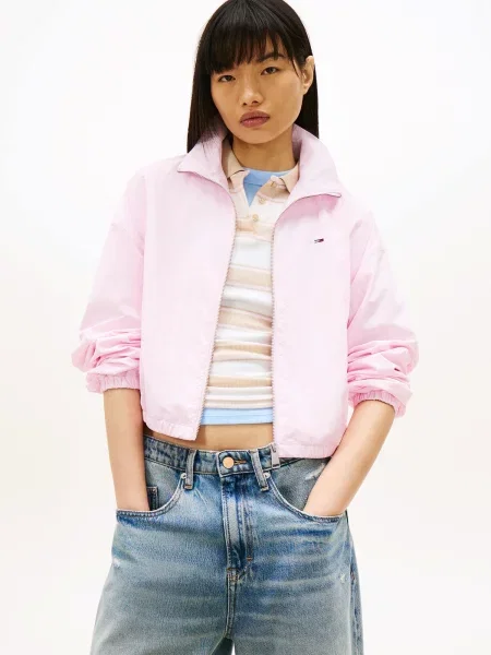 Tommy Jeans Prechodná bunda ružová