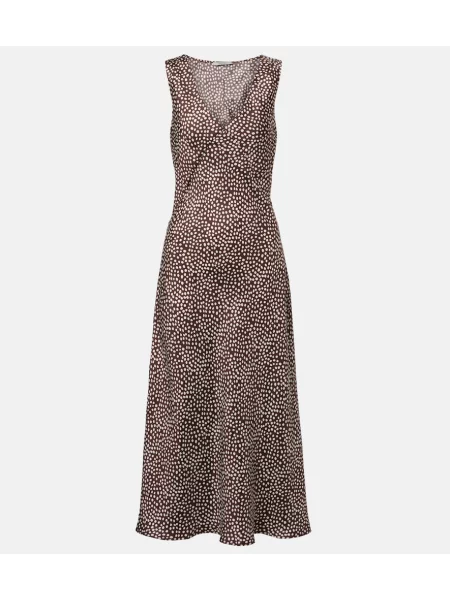 Rochie Asceno de mătase cu buline maro