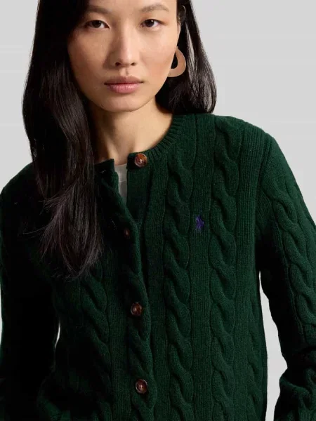 Kardigan rozpinany w kroju regular fit z wełny z domieszką kaszmiru Polo Ralph Lauren zielony