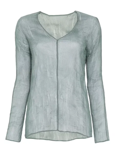 Top Issey Miyake cu decolteu în V verde