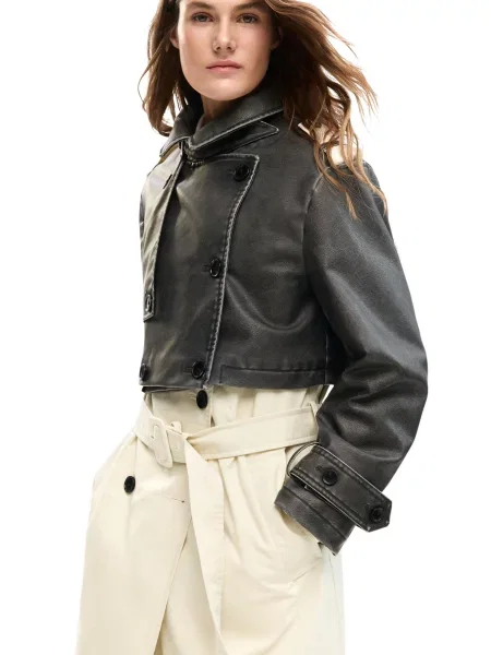 Kurtka skórzana Desigual czarna