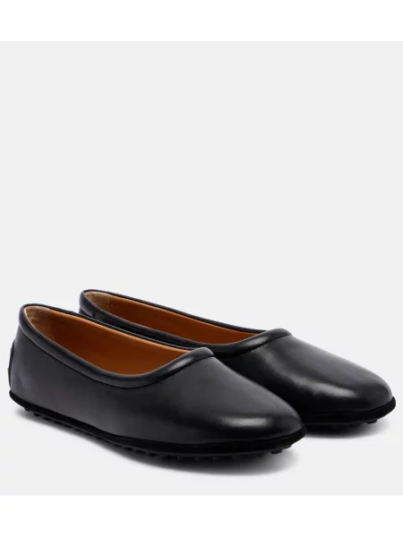 Kožené baleríny Tod's se cvočky černé
