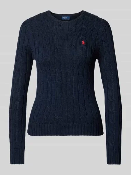Sweter o kroju slim fit z czystej bawełny Polo Ralph Lauren granatowy