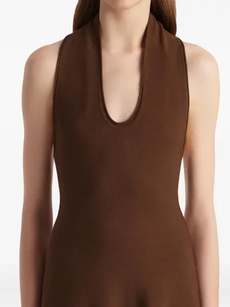 Halter nyakú midi ruha Khaite barna