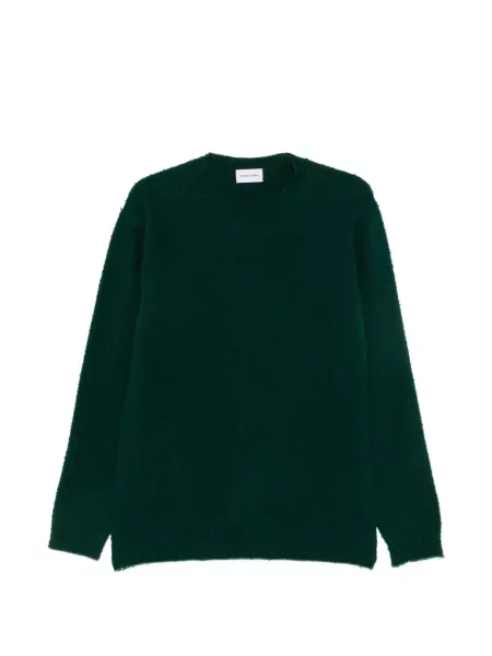 Bouclé pulover Scaglione cu decolteu rotund verde