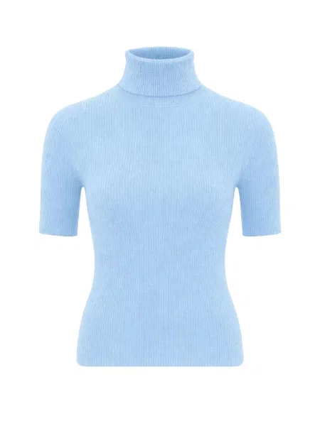 PANTHEROAR Sveter High Neck Short Sleeve Top svetlomodrá