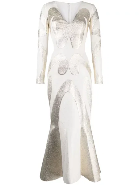 Rochie maxi Saiid Kobeisy lungă de costum alb