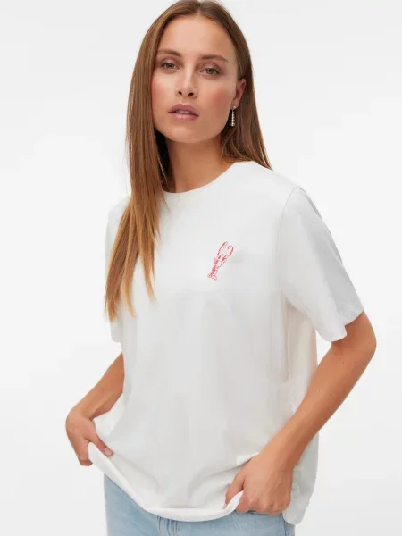 VERO MODA Tričko VMCIARA CATY modrosivá / citrónová / tmavočervená biela