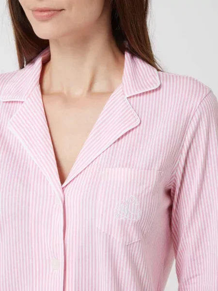 Koszula nocna z paskami Lauren Ralph Lauren różowa