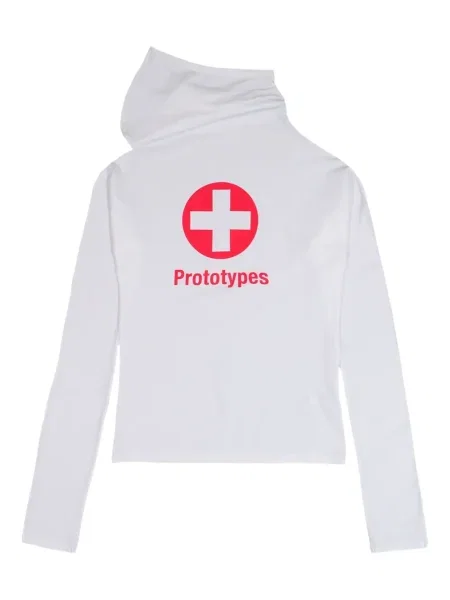 Hanorac cu glugă Prototypes cu imagine alb