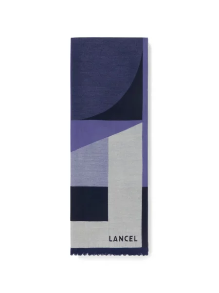 Fular Lancel cu imprimeu geometric din jacard albastru