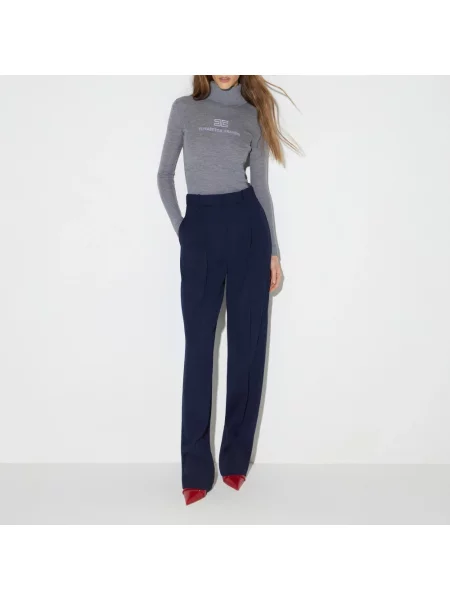 Sweter z golfem Elisabetta Franchi wełniany szary