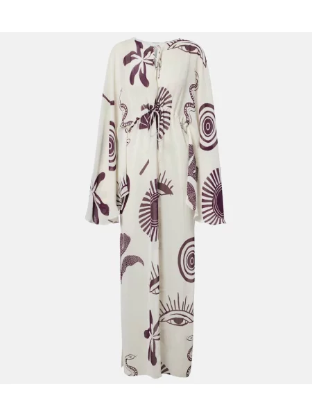 Rochie maxi Cala De La Cruz în carouri de costum alb