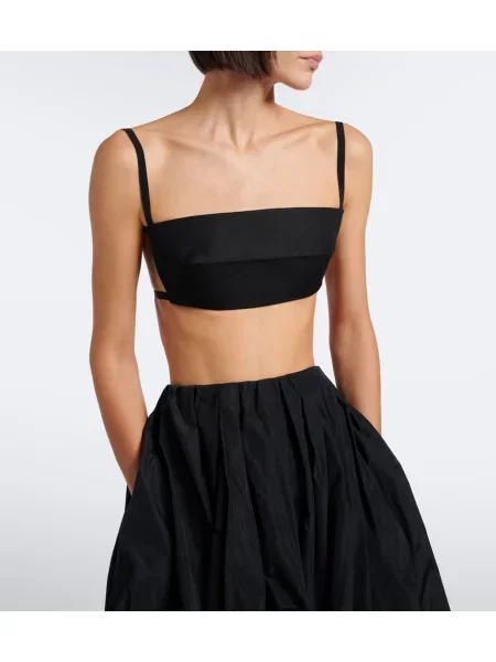 Top Jil Sander de lână cu spatele deschis negru