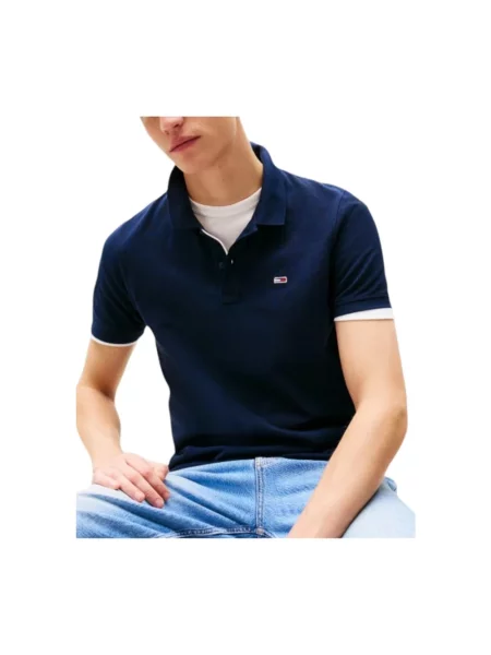 Koszulka polo w kroju regular fit model TJM SLIM PLACKET POLO EXT' Tommy Jeans niebieska