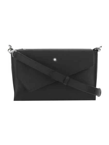 Lniana torba crossbody Montblanc z logo czarna