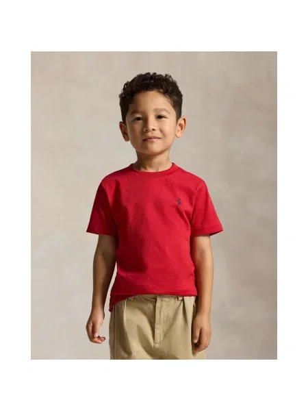 Koszulka z krótkim rękawem dziecięca Ralph Lauren Cotton Jersey Crewneck 2 czerwony
