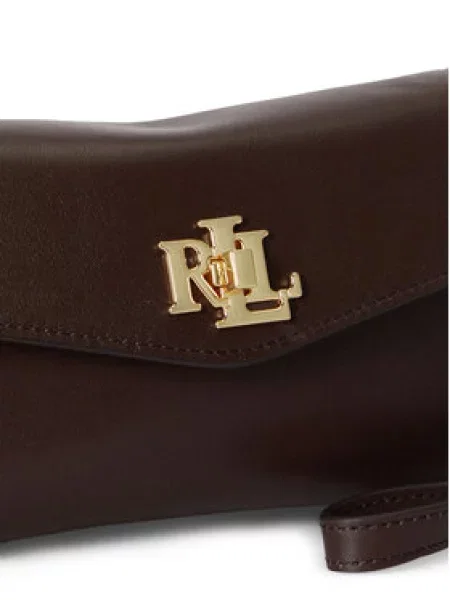 Lauren Ralph Lauren crossbody torbica usnjena rjava