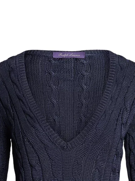 Pulover Ralph Lauren Collection de mătase albastru