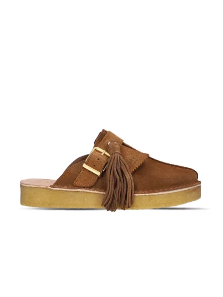 Klapki mules Clarks zamszowe wsuwane brązowe