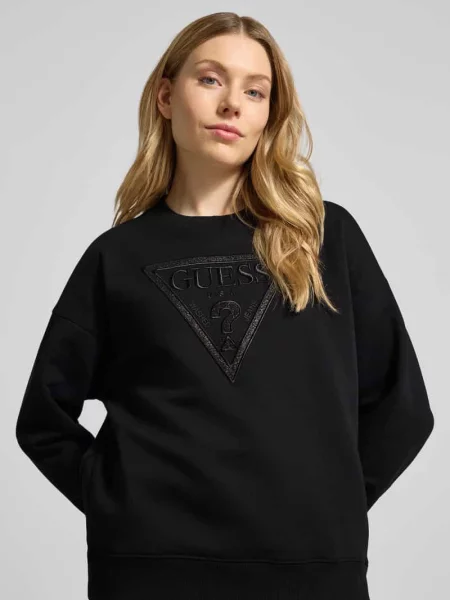 Bluza GUESS Ls Triangle Glitter Sweatshirt Black L czarna
