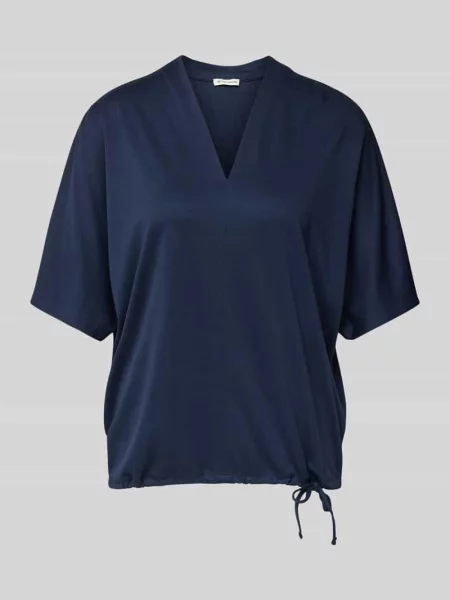 T-shirt o kroju relaxed fit z rękawami nietoperzami Tom Tailor granatowa