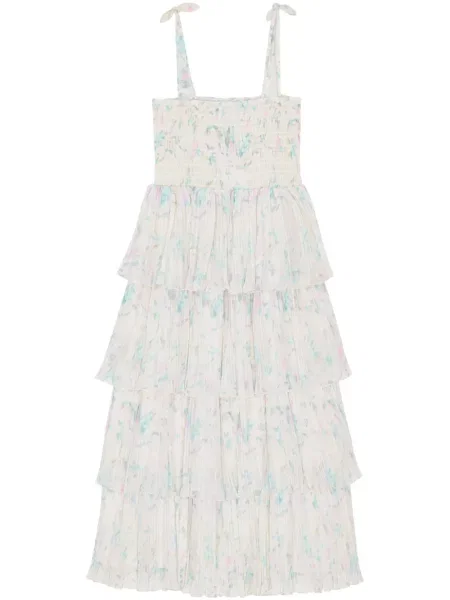 Rochie midi Ganni cu volane alb
