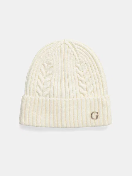 Шапка Guess бежово бяло