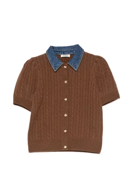 Scurt cardigan Sandro tricotate maro
