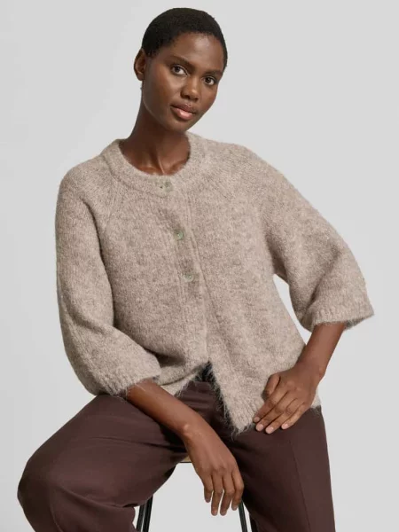 Kardigan o kroju relaxed fit z dodatkiem wełny model Lulu' Free/quent beżowy