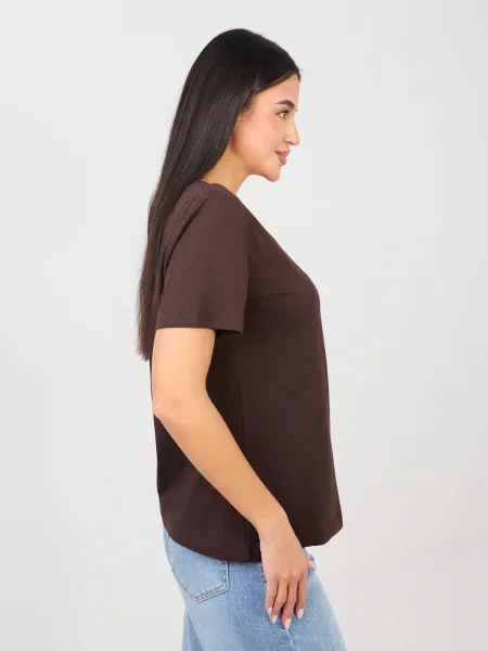 Tricou Rue Paris cu decolteu în V maro