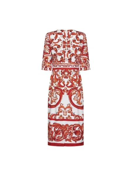 Satynowa sukienka midi Dolce And Gabbana czerwona