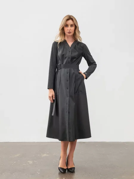 Сукні Lesia YagliyaBlackWMNSDRSSLS екошкіра чорний