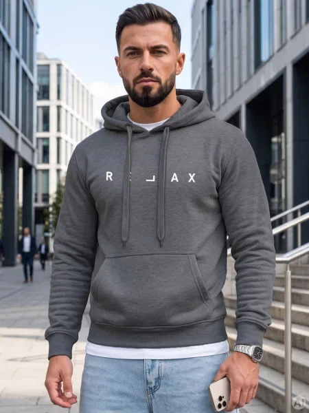 Bluza z kapturem RELAX ciemnoszara Dstreet