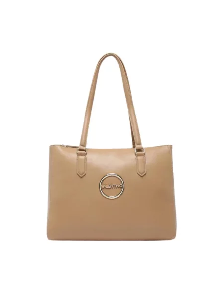 Lniana shopperka Valentino By Mario Valentino beżowa