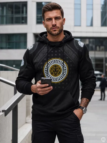 Bluza z kapturem i nadrukiem Dstreet czarna