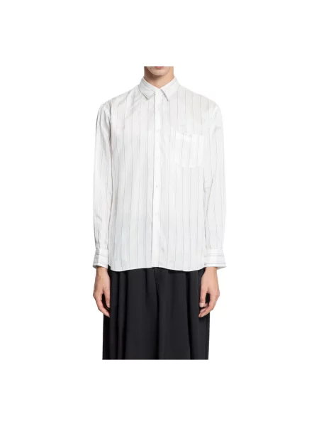 Koszula Comme Des Garcons w paski z długim rękawem z paskiem biała